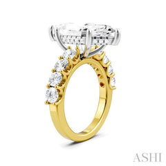 1 1/3 Ctw Marquise Shape Round Cut Diamond Semi-Mount Engagement Ring in 14K Yellow and White Gold