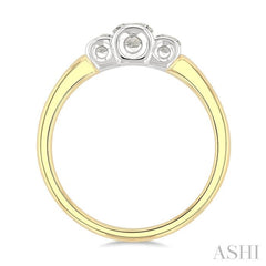 1/2 Ctw 3-Stone Round Cut Diamond Fashion Ring in 14K Yellow and White Gold