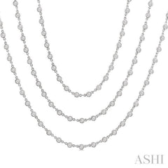 10 Ctw Bezel Set Round Cut Diamond Layered 60-Inch Necklace in 14K White Gold