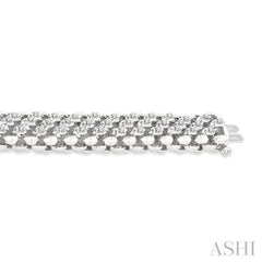 1 1/4 Ctw Bold Weave Round Cut Diamond Fashion Bracelet in 14K White Gold