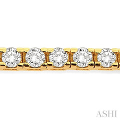 6 Ctw Square Shape Round Cut Diamond Tennis Bracelet in 14K Yellow gold