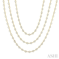 20 Ctw Bezel Set Round Cut Diamond Layered 60-Inch Necklace in 14K Yellow Gold