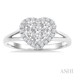 1/2 Ctw Heart Shape Lovebright Round Cut Diamond Engagement Ring in 14K White Gold