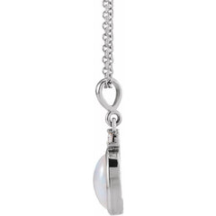 14K White Gold 8x6 mm Natural Ethiopian Opal & .03 CT Natural Diamond 16-18" Necklace