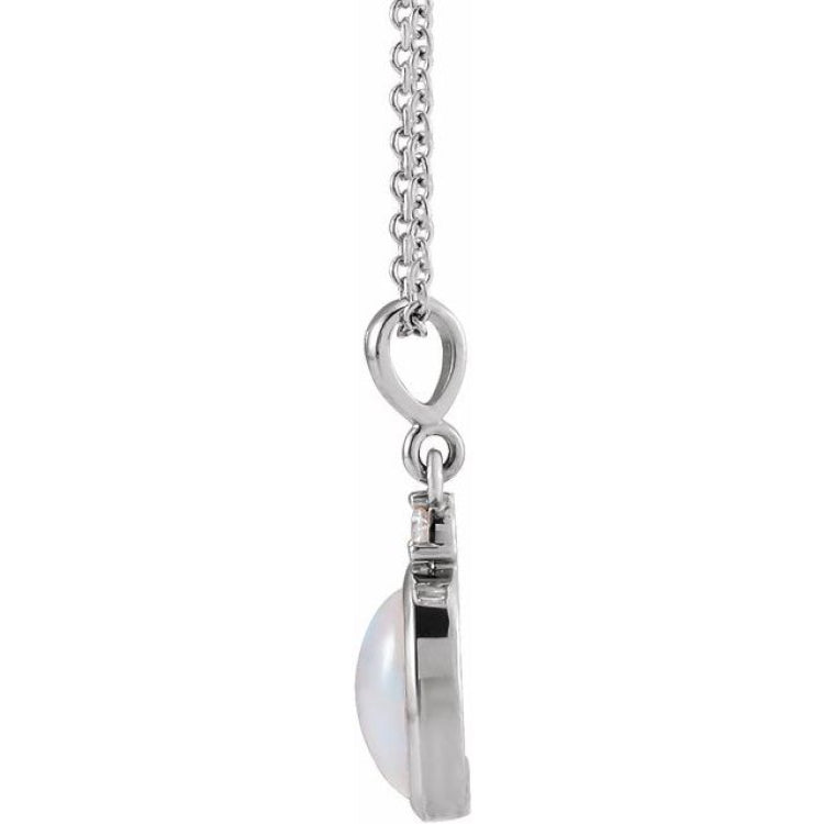 Sterling Silver 6x4 mm Natural Ethiopian Opal & .015 CT Natural Diamond 16-18" Necklace