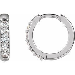 14K White Gold .08 CTW Natural Diamond Hinged 10 mm Hoop Earrings