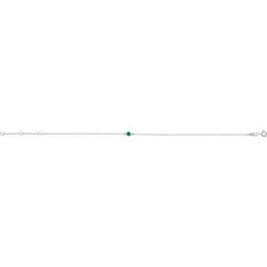 Sterling Silver Lab-Grown Emerald Bezel-Set Solitaire 6 1/2-7 1/2" Bracelet