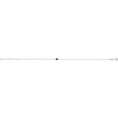 Sterling Silver Lab-Grown Blue Sapphire Bezel-Set Solitaire 6 1/2-7 1/2" Bracelet