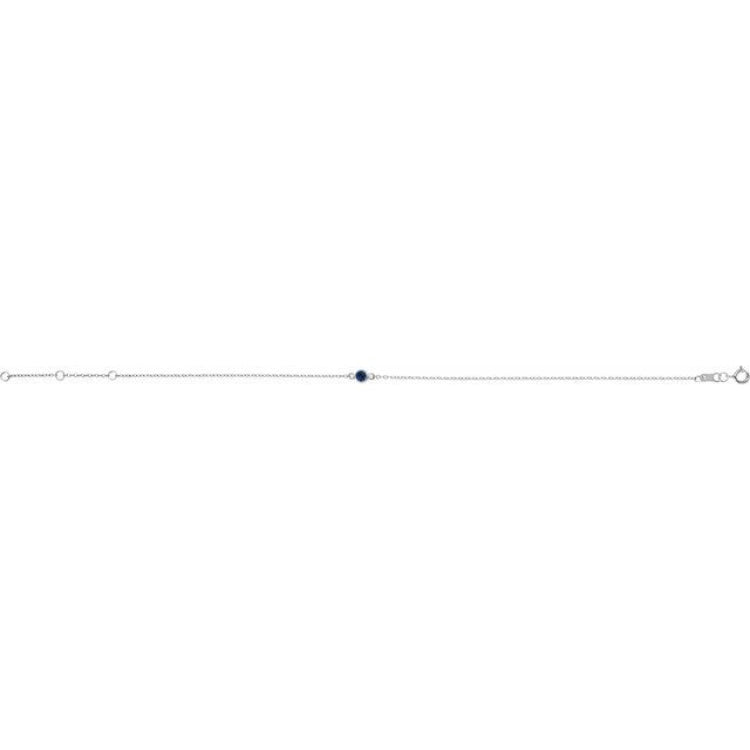 14K White Gold Lab-Grown Blue Sapphire Bezel-Set Solitaire 6 1/2-7 1/2" Bracelet