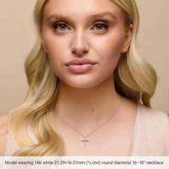 14K White Gold 1/4 CTW Lab-Grown Diamond Cross 16-18" Necklace