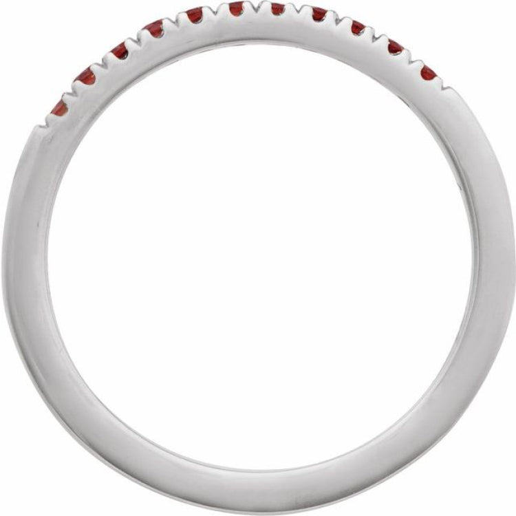 14K White Gold Natural Mozambique Garnet Stackable Ring