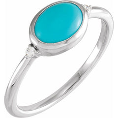 14K Yellow Gold Natural Turquoise & .03 CTW Natural Diamond Ring