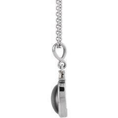 Sterling Silver 5x3 mm Natural Black Onyx & .03 CT Natural Diamond 16-18" Necklace