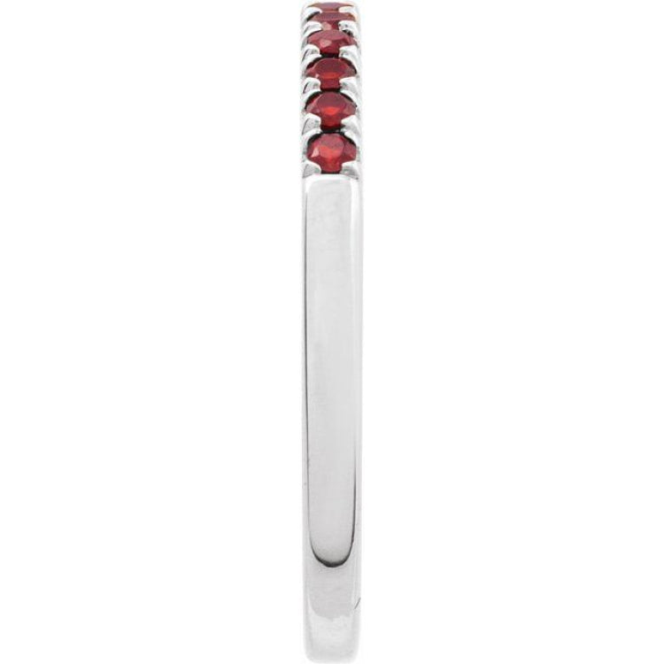 Sterling Silver Natural Mozambique Garnet Stackable Ring