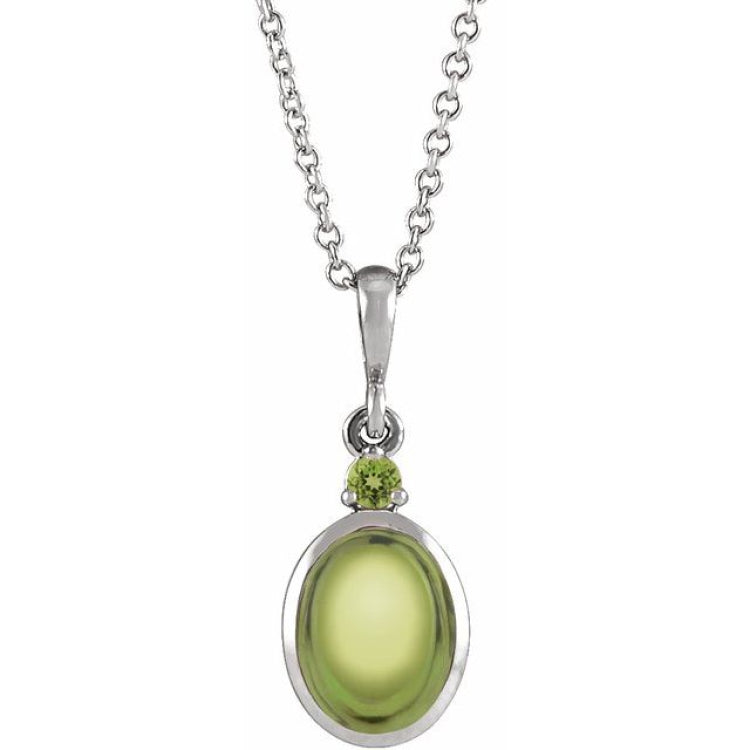 Platinum 5x3 mm Natural Peridot 16-18" Necklace