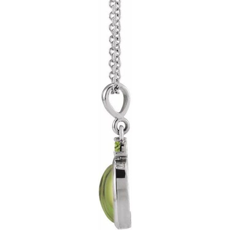Sterling Silver 6x4 mm Natural Peridot 16-18" Necklace