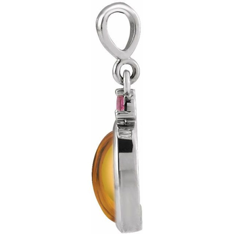 Sterling Silver 5x3 mm Natural Citrine & Natural Pink Tourmaline Pendant