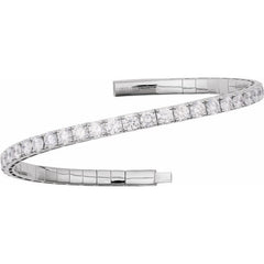 14K White Gold 4 CTW Natural Diamond  Flexible Bangle 7" Bracelet