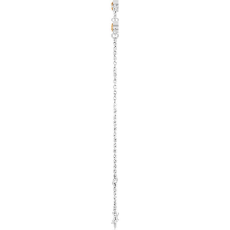 14K White Gold Natural Citrine Bezel-Set Three-Stone 6 1/2-7 1/2" Bracelet