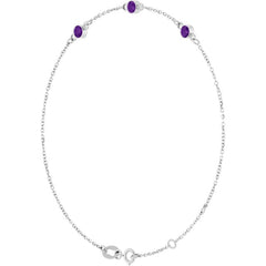 14K White Gold Natural Amethyst Bezel-Set Three-Stone 6 1/2-7 1/2" Bracelet