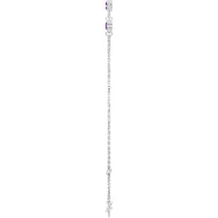 14K White Gold Natural Amethyst Bezel-Set Three-Stone 6 1/2-7 1/2" Bracelet