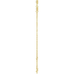 14K Yellow Gold Natural White Sapphire Bezel-Set Three-Stone 6 1/2-7 1/2" Bracelet