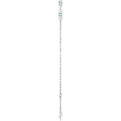 14K White Gold Natural Blue Zircon Bezel-Set Three-Stone 6 1/2-7 1/2" Bracelet