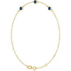 14K Yellow Gold Natural Blue Sapphire Bezel-Set Three-Stone 6 1/2-7 1/2" Bracelet