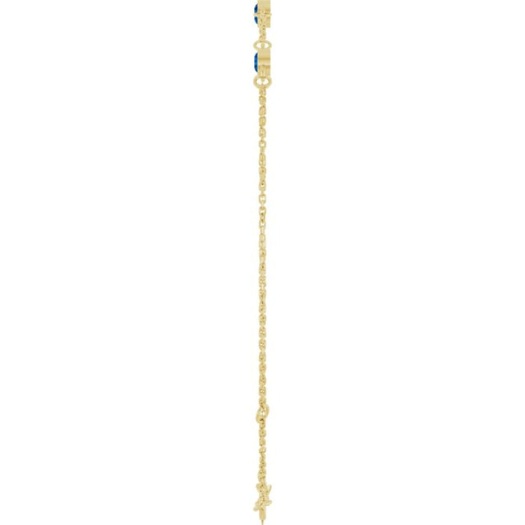 14K Yellow Gold Natural Blue Sapphire Bezel-Set Three-Stone 6 1/2-7 1/2" Bracelet