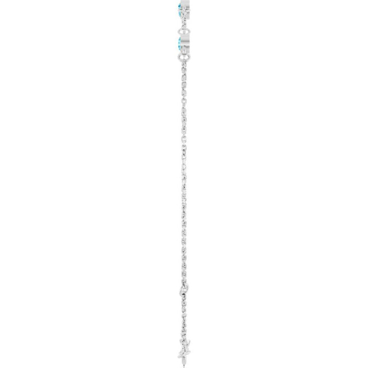 14K White Gold Natural Aquamarine Bezel-Set Three-Stone 6 1/2-7 1/2" Bracelet