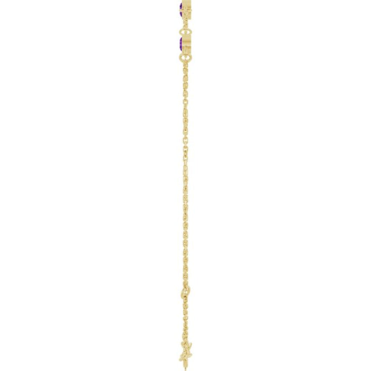 14K Yellow Gold Natural Amethyst Bezel-Set Three-Stone 6 1/2-7 1/2" Bracelet