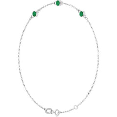 14K White Gold Lab-Grown Emerald Bezel-Set Three-Stone 6 1/2-7 1/2" Bracelet
