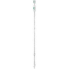 14K White Gold Lab-Grown Emerald Bezel-Set Three-Stone 6 1/2-7 1/2" Bracelet