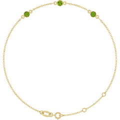 14K Yellow Gold Natural Peridot Bezel-Set Three-Stone 6 1/2-7 1/2" Bracelet