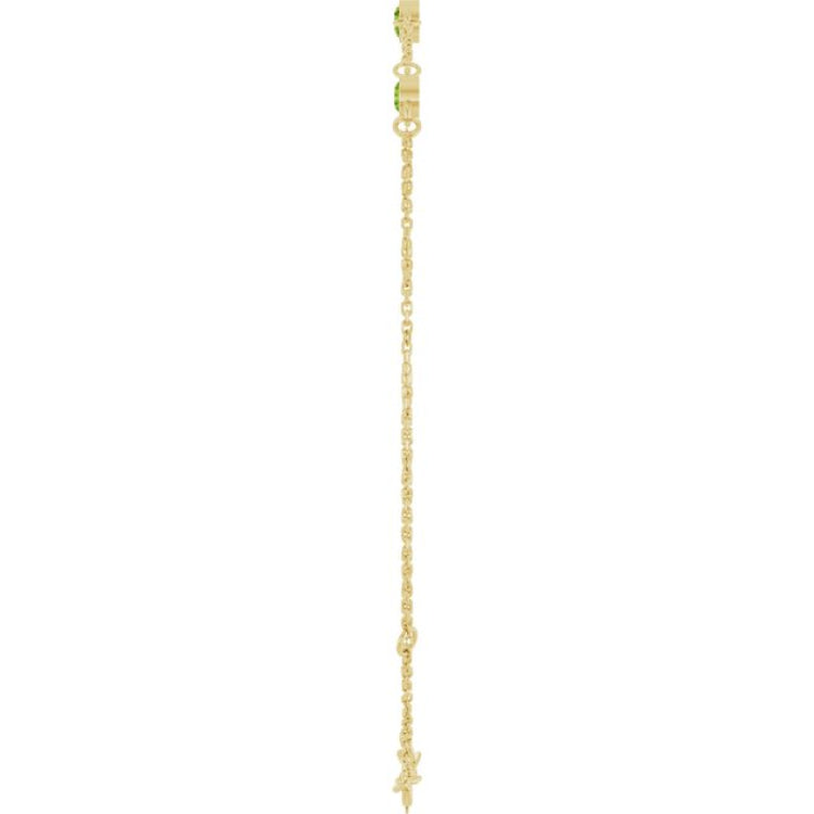 14K Yellow Gold Natural Peridot Bezel-Set Three-Stone 6 1/2-7 1/2" Bracelet