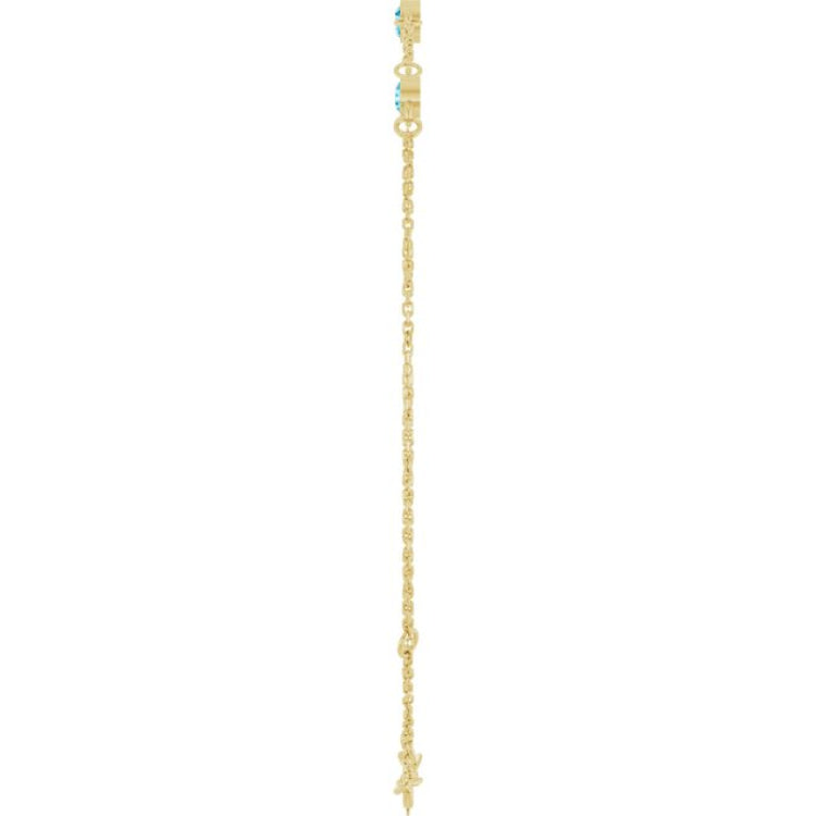 14K Yellow Gold Natural Aquamarine Bezel-Set Three-Stone 6 1/2-7 1/2" Bracelet