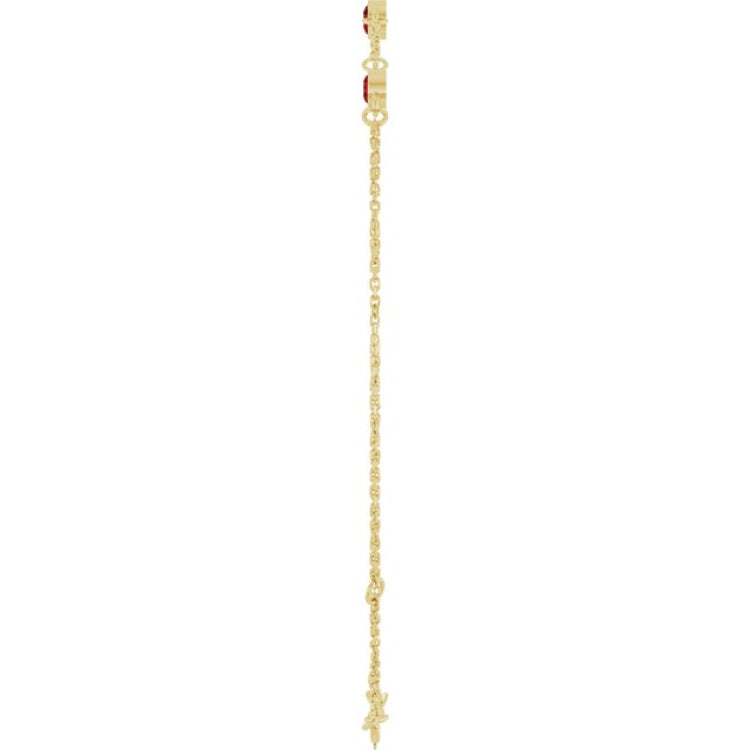 14K Yellow Gold Natural Mozambique Garnet Bezel-Set Three-Stone 6 1/2-7 1/2" Bracelet