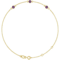 14K Yellow Gold Lab-Grown Alexandrite Bezel-Set Three-Stone 6 1/2-7 1/2" Bracelet