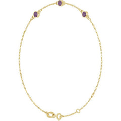 14K Yellow Gold Lab-Grown Alexandrite Bezel-Set Three-Stone 6 1/2-7 1/2" Bracelet