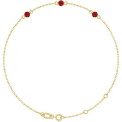 14K Yellow Gold Natural Ruby Bezel-Set Three-Stone 6 1/2-7 1/2" Bracelet