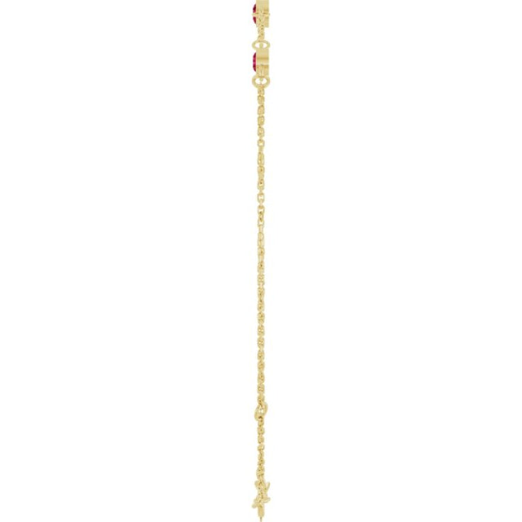 14K Yellow Gold Natural Ruby Bezel-Set Three-Stone 6 1/2-7 1/2" Bracelet