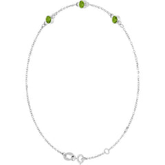 14K White Gold Natural Peridot Bezel-Set Three-Stone 6 1/2-7 1/2" Bracelet