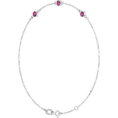 14K White Gold Natural Pink Tourmaline Bezel-Set Three-Stone 6 1/2-7 1/2" Bracelet