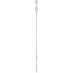 14K White Gold Natural Pink Tourmaline Bezel-Set Three-Stone 6 1/2-7 1/2" Bracelet