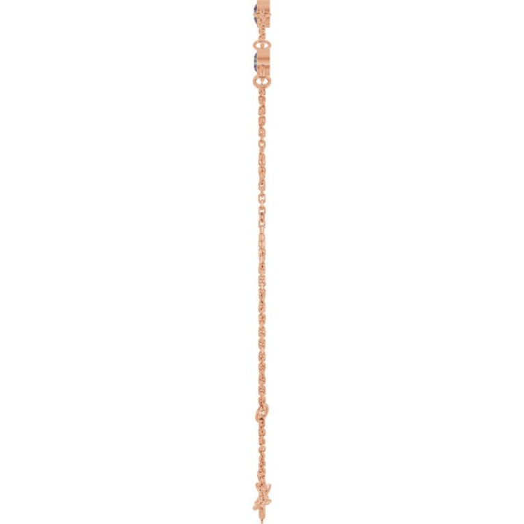 14K Rose Gold Lab-Grown Alexandrite Bezel-Set Three-Stone 6 1/2-7 1/2" Bracelet