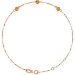 14K Rose Gold Natural Citrine Bezel-Set Three-Stone 6 1/2-7 1/2" Bracelet