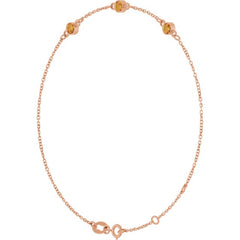 14K Rose Gold Natural Citrine Bezel-Set Three-Stone 6 1/2-7 1/2" Bracelet