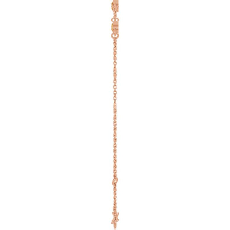 14K Rose Gold Natural Citrine Bezel-Set Three-Stone 6 1/2-7 1/2" Bracelet