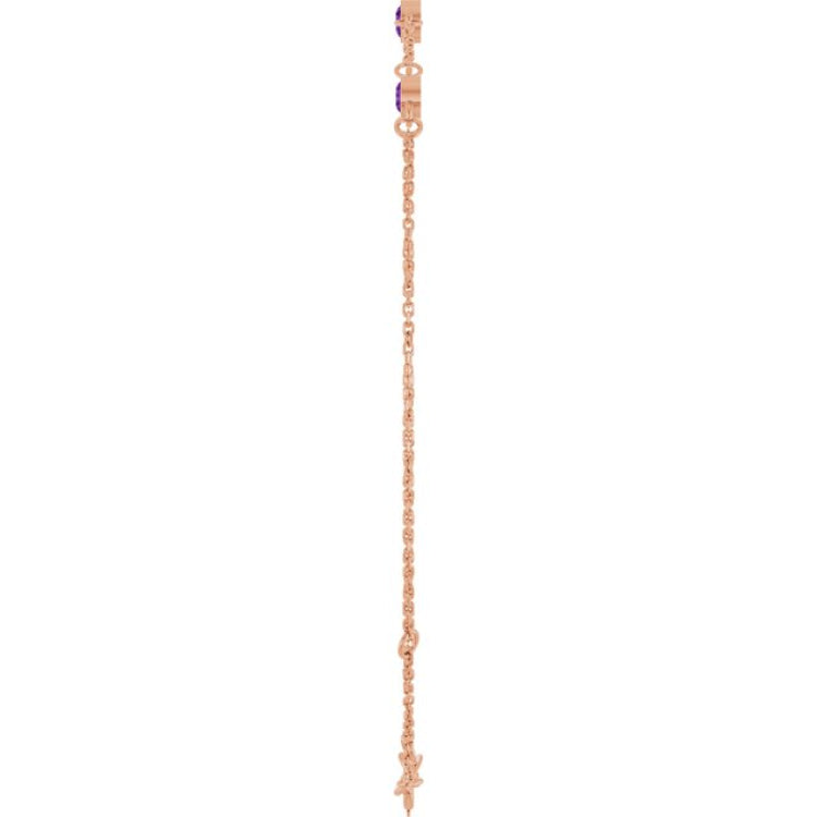 14K Rose Gold Natural Amethyst Bezel-Set Three-Stone 6 1/2-7 1/2" Bracelet