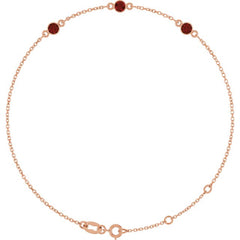 14K Rose Gold Natural Mozambique Garnet Bezel-Set Three-Stone 6 1/2-7 1/2" Bracelet
